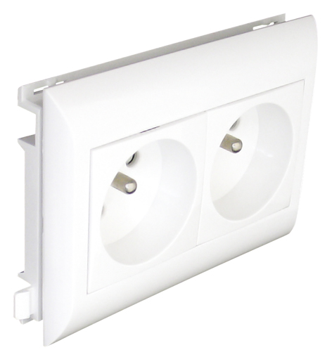 Block of Two Safety Earth Sockets (French Type) L75 - 4 Modules