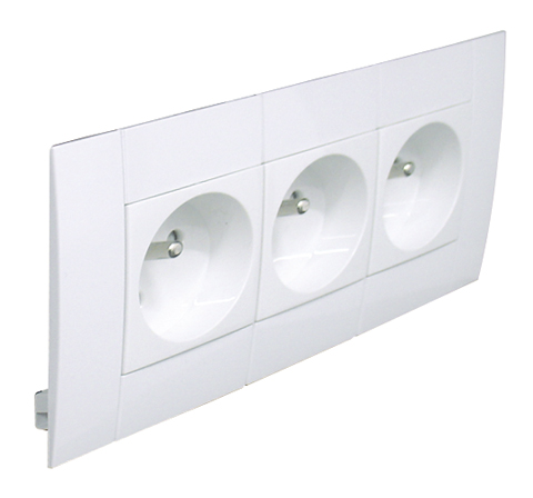 Block of Three Safety Modular Earth Sockets (French Type) L75 - 6 Modules